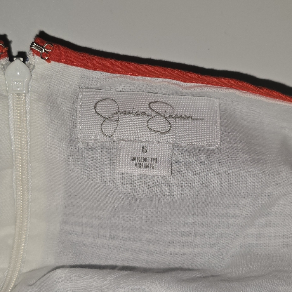 NWOT Seersucker Blue White Striped Dress Sweetheart Neck Cap Sleeve Tie Back S - Picture 9 of 10